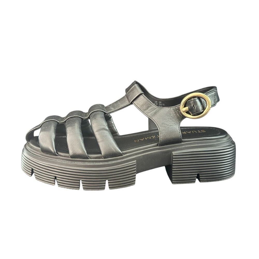 Stuart Weitzman Nolita Fisherman Black Leather Sandals Women's, Size 8.5B NWOB - Picture 2 of 10